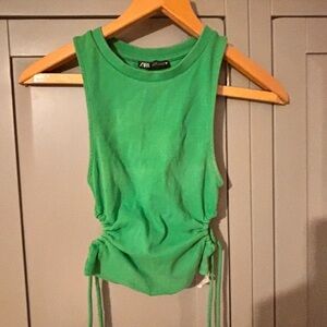 Zara Vibrant Green Sleeveless Crop Top